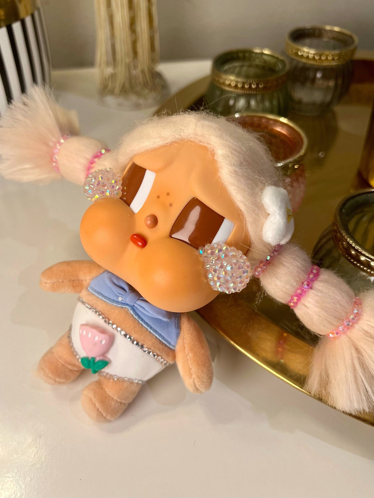 handmade custom crybaby doll close-up | pop mart original figurine vacation edition