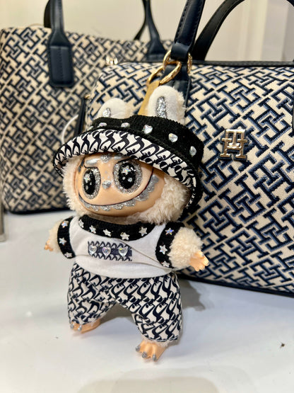 Poupée en peluche Labubu Cameraman - Mode éblouie à la main - Jouet unique Lafufu (noir/blanc)