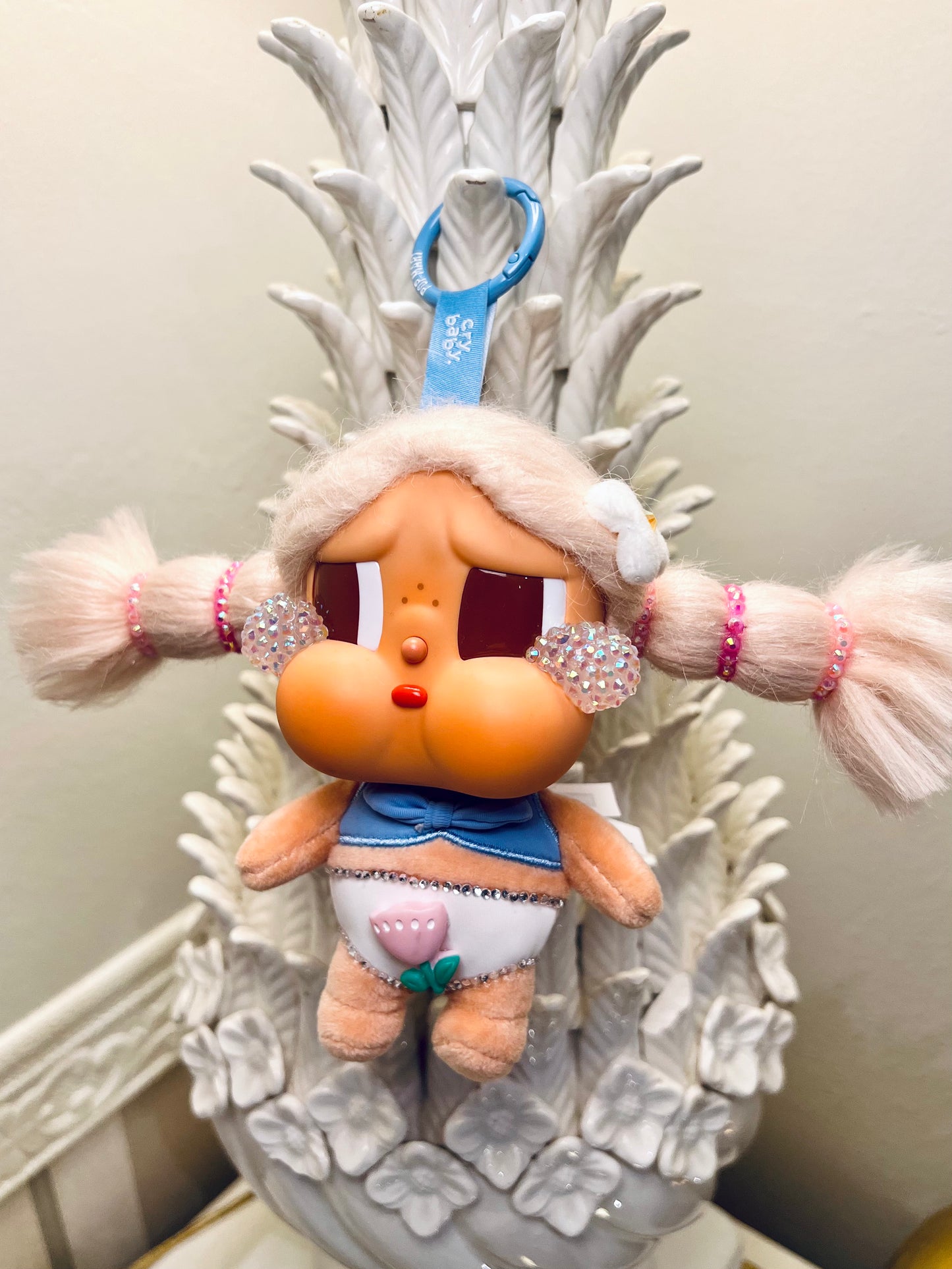 custom crybaby bedazzled tears | handmade pop mart collectible vacation mode