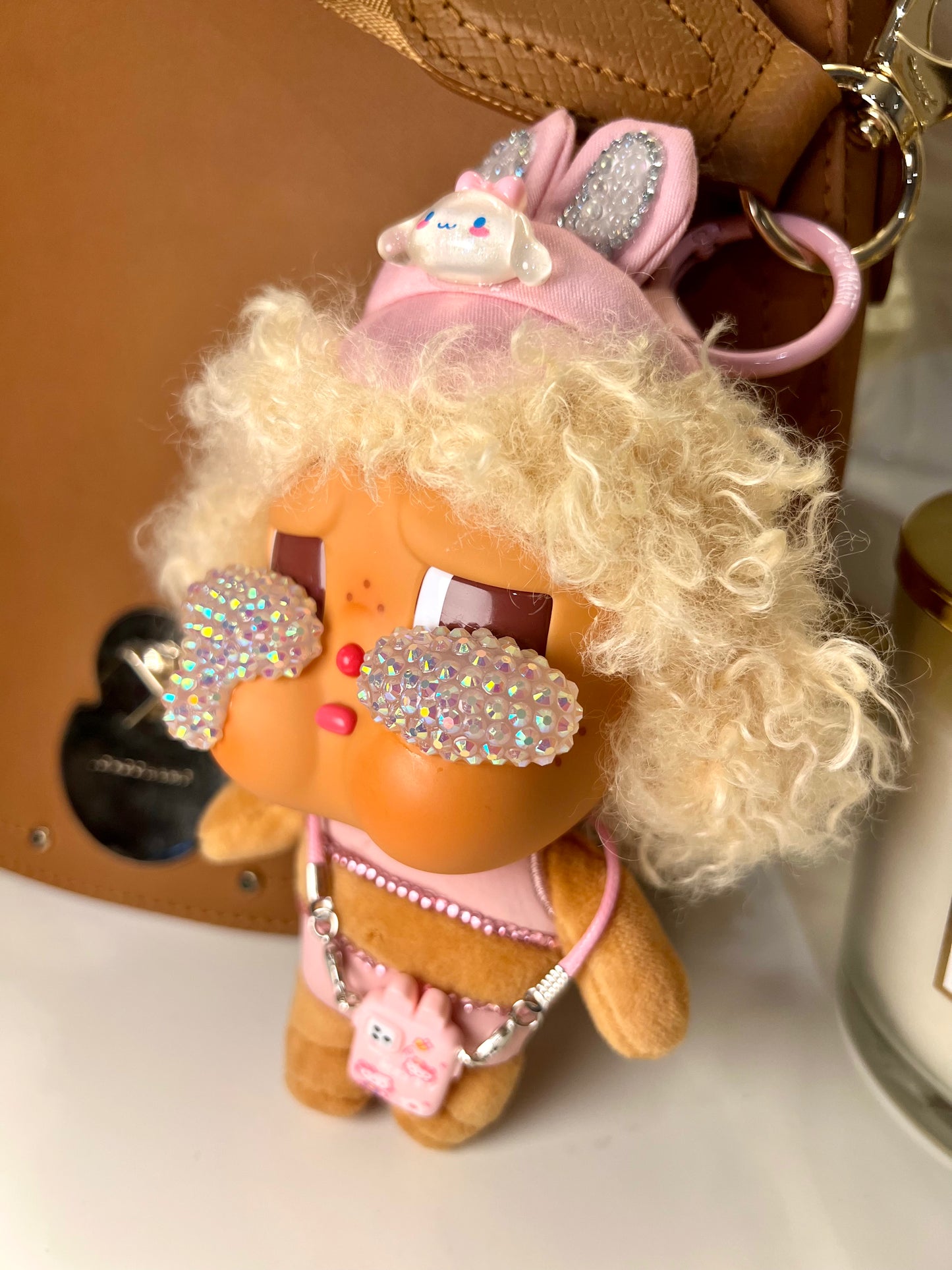 {{ product_title }} | custom design by CredenzArt. Bedazzled tears and rhinestones, handmade gift for pop mart fans