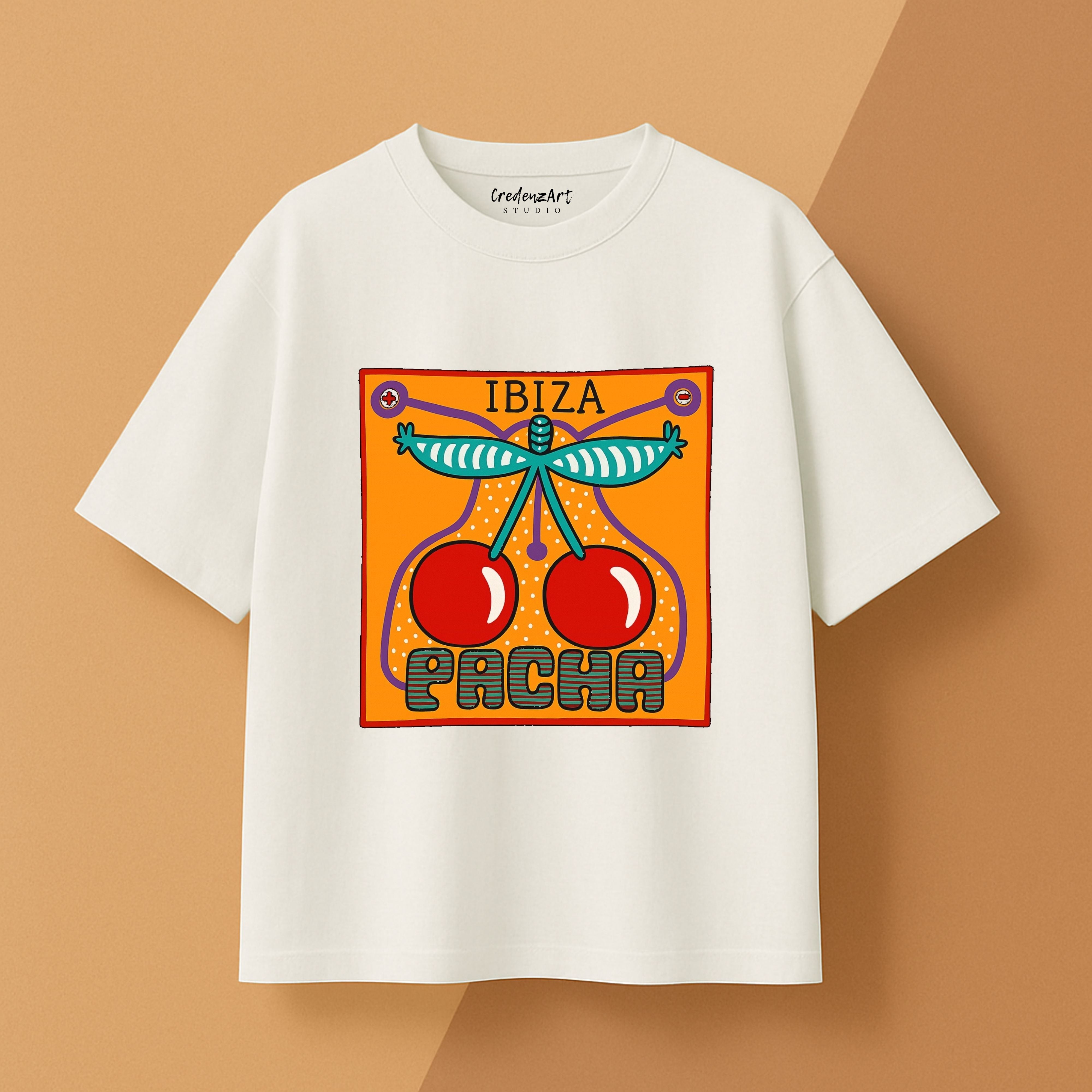 Pacha Cherries T-shirt, Ibiza 80s Retro Graphic CredenzArt