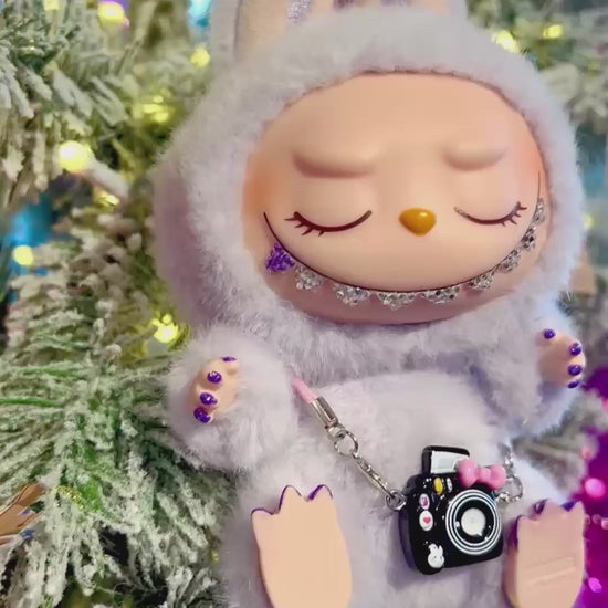 Christmas Labuu gift for Pop Mart fans, custom bedazzled Zizi Labubu dressed