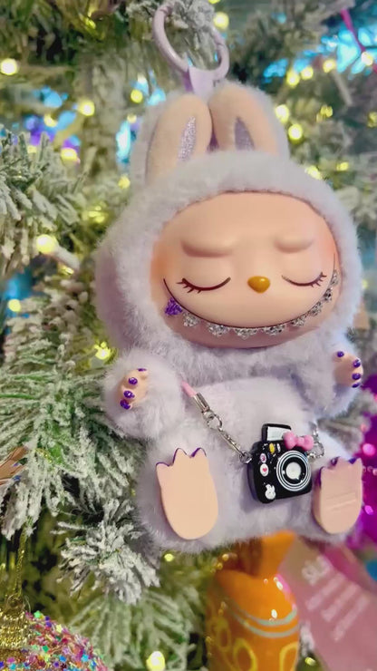 Christmas Labuu gift for Pop Mart fans, custom bedazzled Zizi Labubu dressed