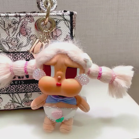 custom crybaby figurine on vacation | handmade pop mart original collectible with mini Dior bag