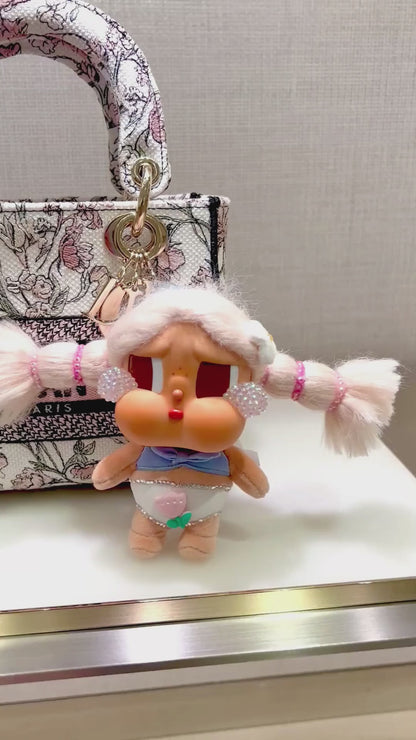 custom crybaby figurine on vacation | handmade pop mart original collectible with mini Dior bag