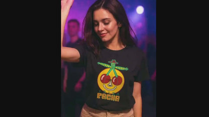 Pacha Cherries Tee, Smiley Sun — Rare Ibiza 80s Retro Print