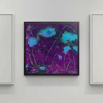 Purple Blue Floral Giclée Canvas Print - Abstract Mystical Garden Wall Art