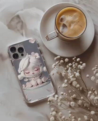 Coque de téléphone Skullpanda : Design céleste pastel pour iPhone, aspect guimauve