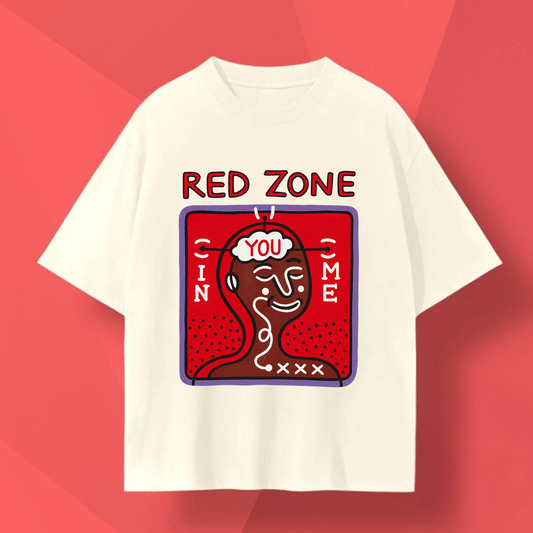 Barcelona grafic tee featuring Red Zone graphic design with playful illustration on a light shirt.